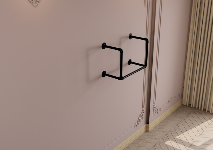 Compact Double Tier Shelf Bracket with Clothes Bar (3544)