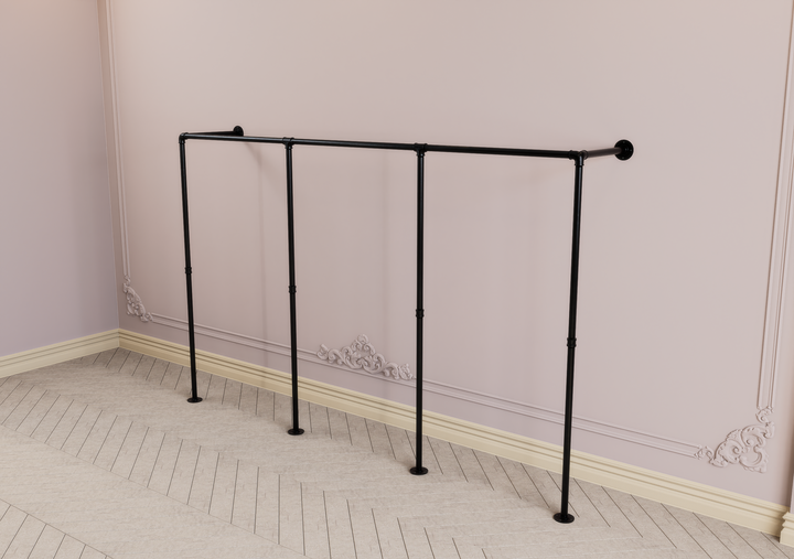 Industrial Wall Mounted Clothes Rack Triple Section (D116)