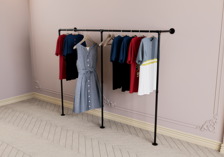 Double Wall & Floor Mounted Clothes Rack (D127)
