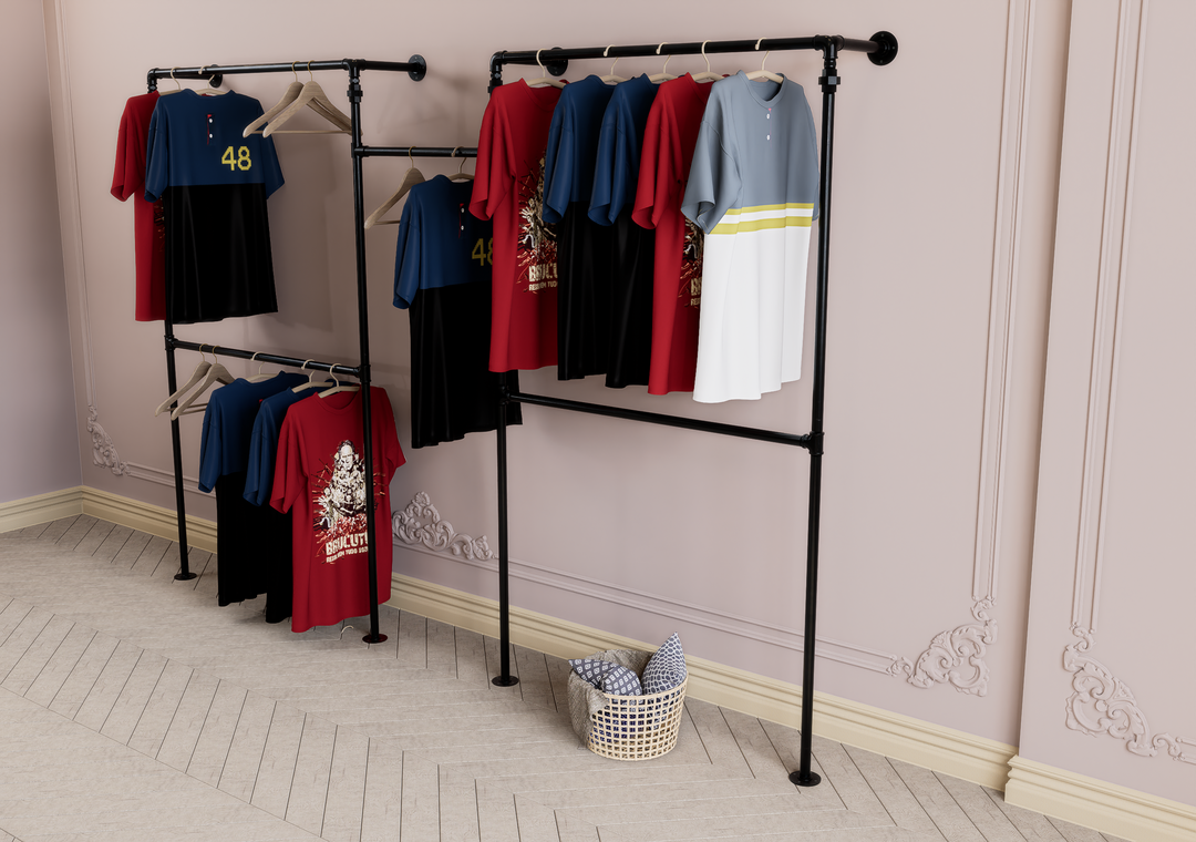Wall & Floor Mounted 4-Frame Open Rail with Central Pole (D102)