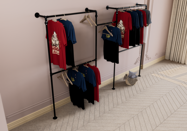 Wall & Floor Mounted 4-Frame Open Rail with Central Pole (D102)