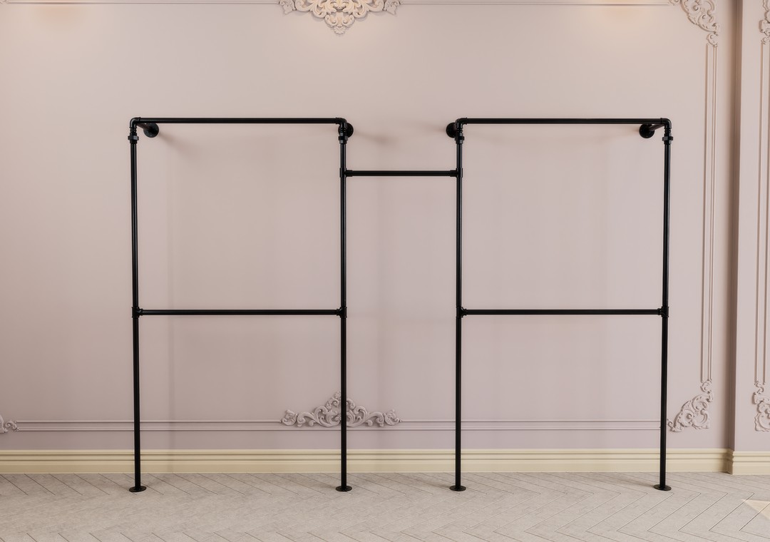 Wall & Floor Mounted 4-Frame Open Rail with Central Pole (D102)