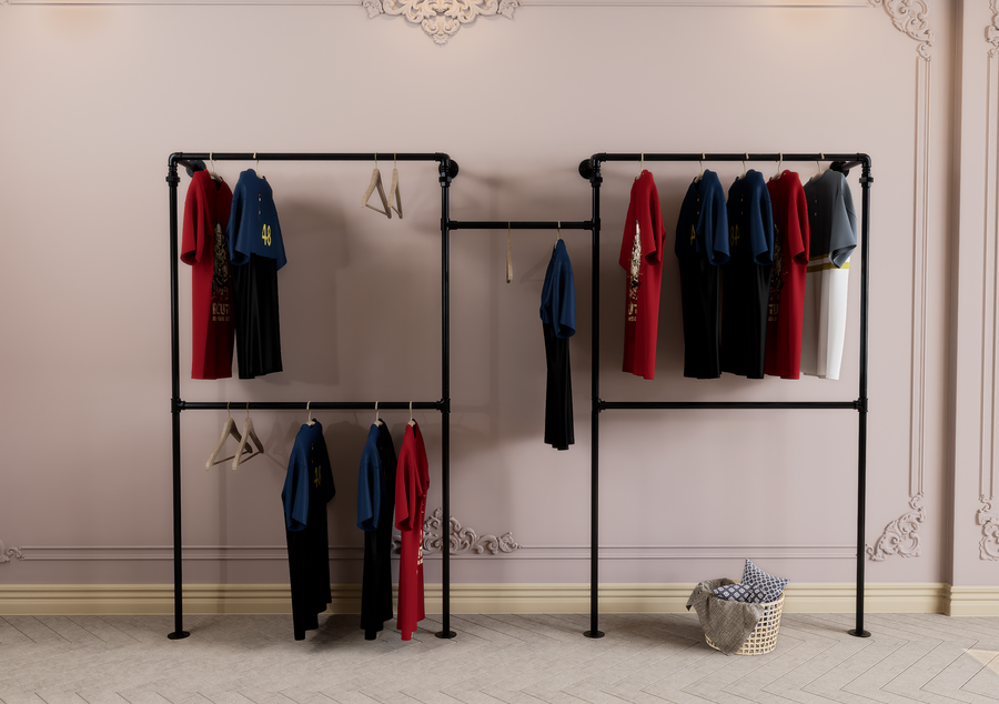 Wall & Floor Mounted 4-Frame Open Rail with Central Pole (D102)