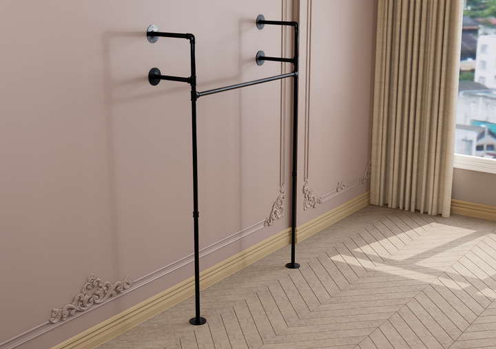 Wall and Floor Mounted Clothes Rack with Shelf Brackets (3582)