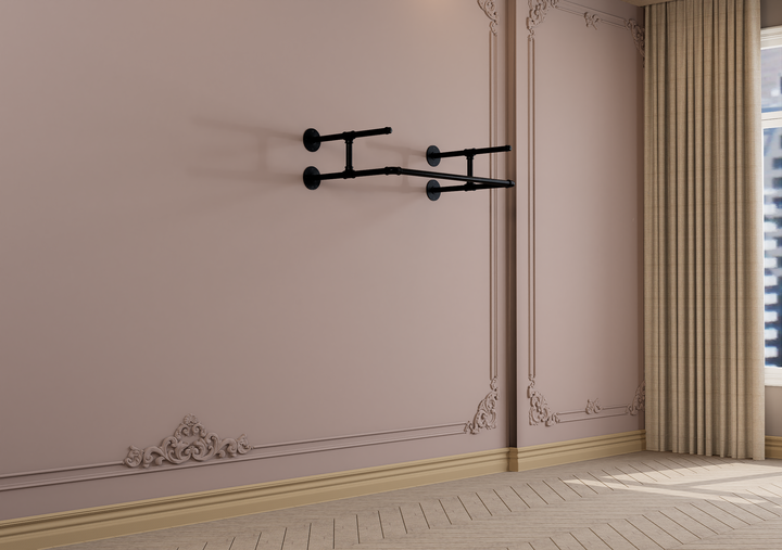 Compact Wall Shelf Bracket with Clothes Bar (3903)