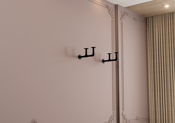 Rustic Wall Shelf Bracket with Hanging Rod (2259)