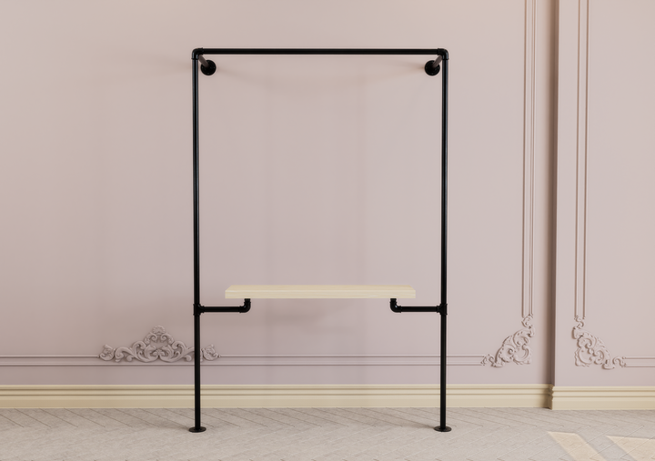 Wall & Floor Mounted Clothes Rack with Lower Shelf Bracket (D142)