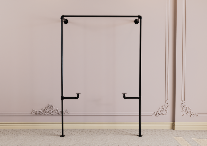 Wall & Floor Mounted Clothes Rack with Lower Shelf Bracket (D142)