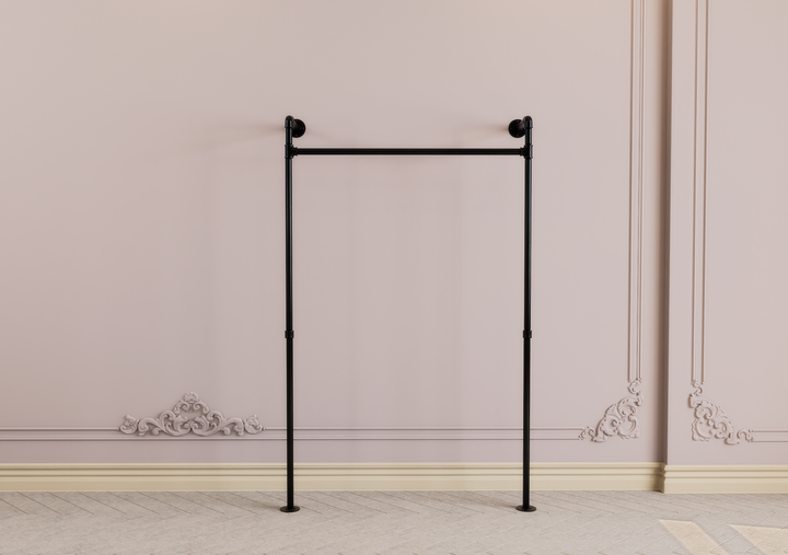 Minimalist Wall & Floor Mounted Clothes Rack with Top Shelf Bracket (D148)
