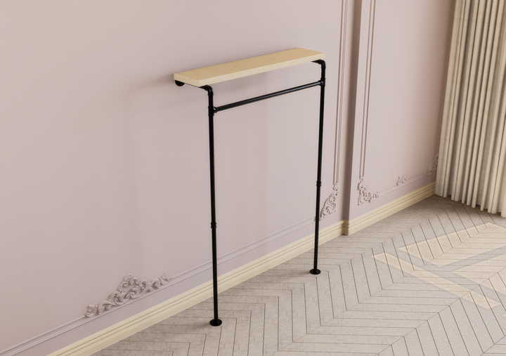 Minimalist Wall & Floor Mounted Clothes Rack with Top Shelf Bracket (D148)