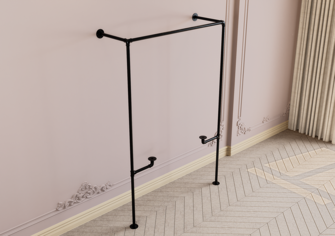 Wall & Floor Mounted Clothes Rack with Lower Shelf Bracket (D142)