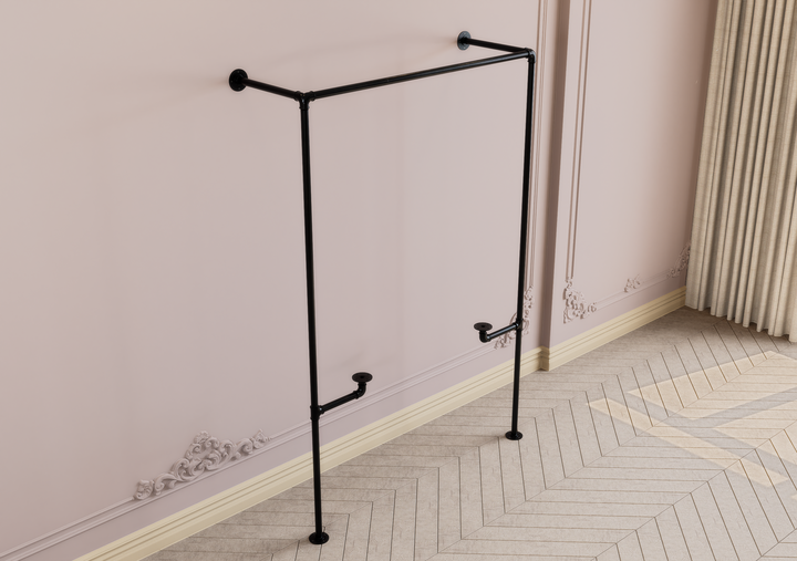 Wall & Floor Mounted Clothes Rack with Lower Shelf Bracket (D142)