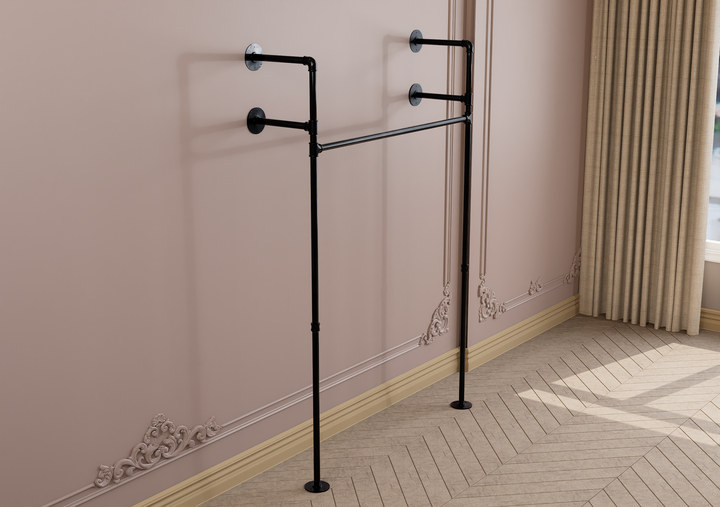 Wall and Floor Mounted Clothes Rack with Shelf Brackets (3582)