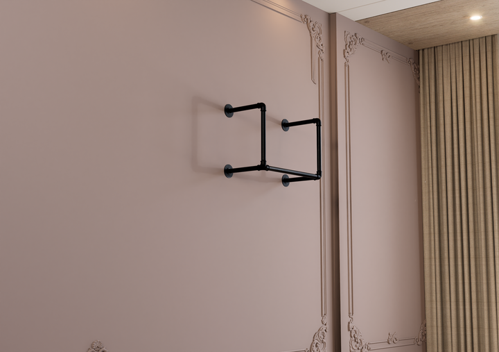 Compact Double Tier Shelf Bracket with Clothes Bar (3544)