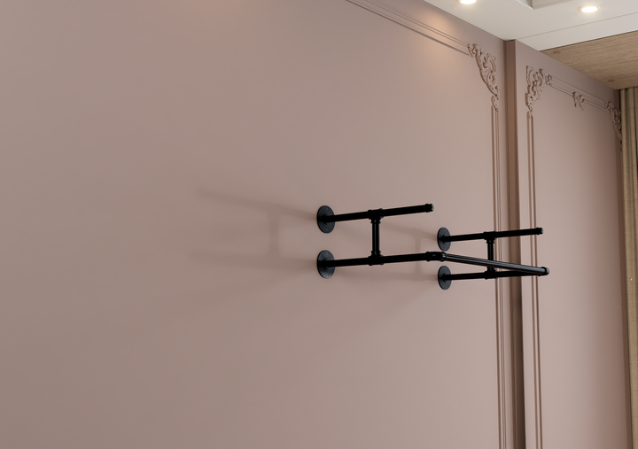 Compact Wall Shelf Bracket with Clothes Bar (3903)