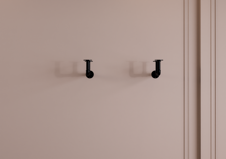 Rustic Wall Shelf Bracket with Hanging Rod (2259)