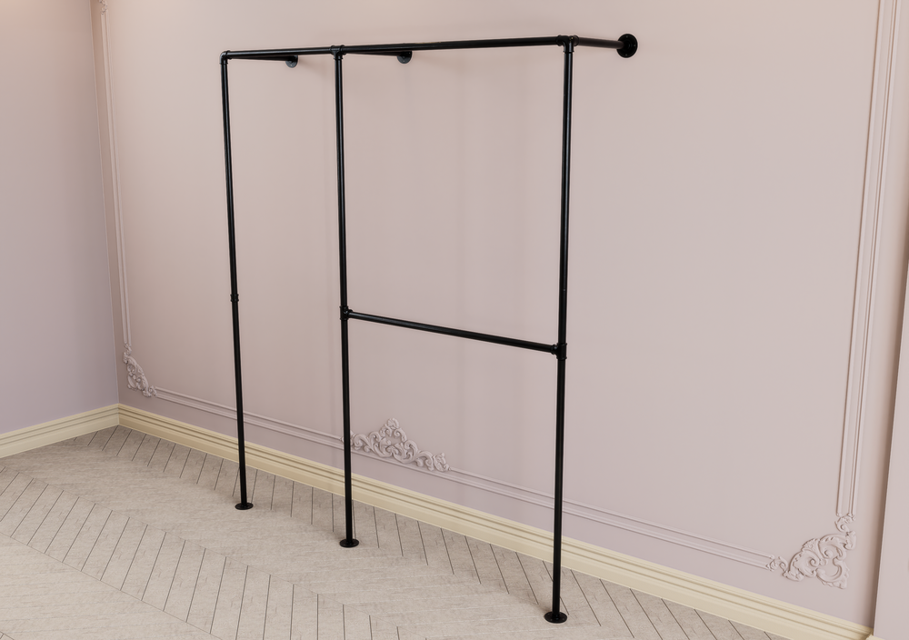 Dual Clothes Rack with Split-Tier Left Side (D150)
