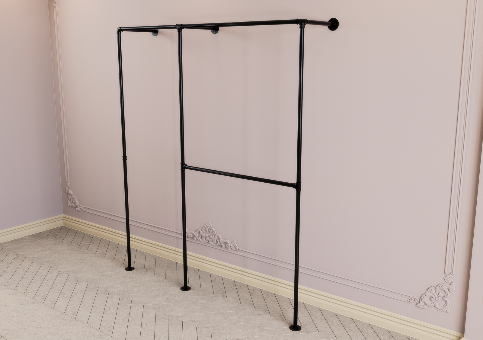 Dual Clothes Rack with Split-Tier Left Side (D150)