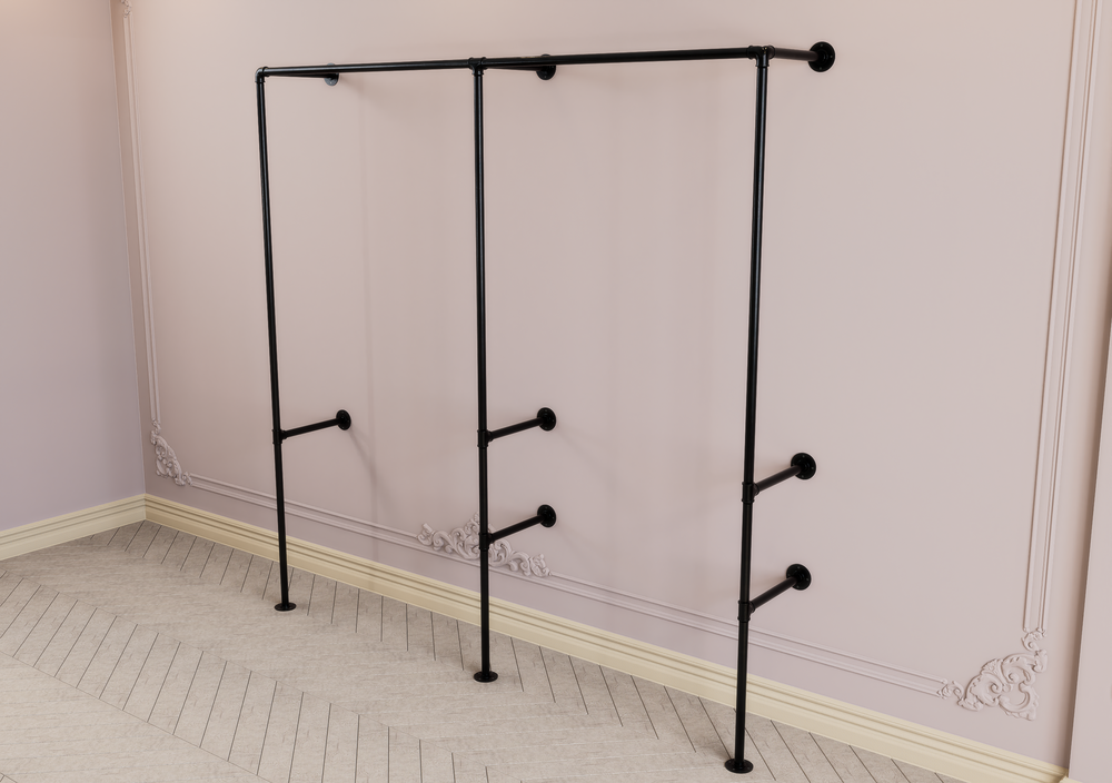 Double Clothes Rack with Side Shelf Brackets (D138)