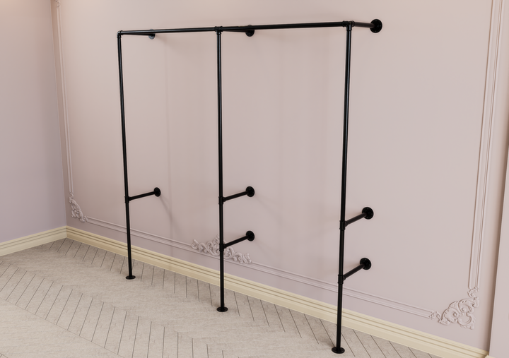 Double Clothes Rack with Side Shelf Brackets (D138)