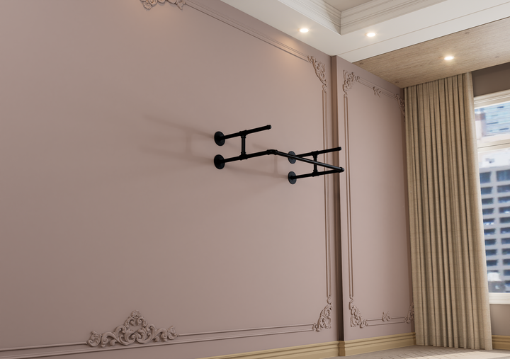 Compact Wall Shelf Bracket with Clothes Bar (3903)