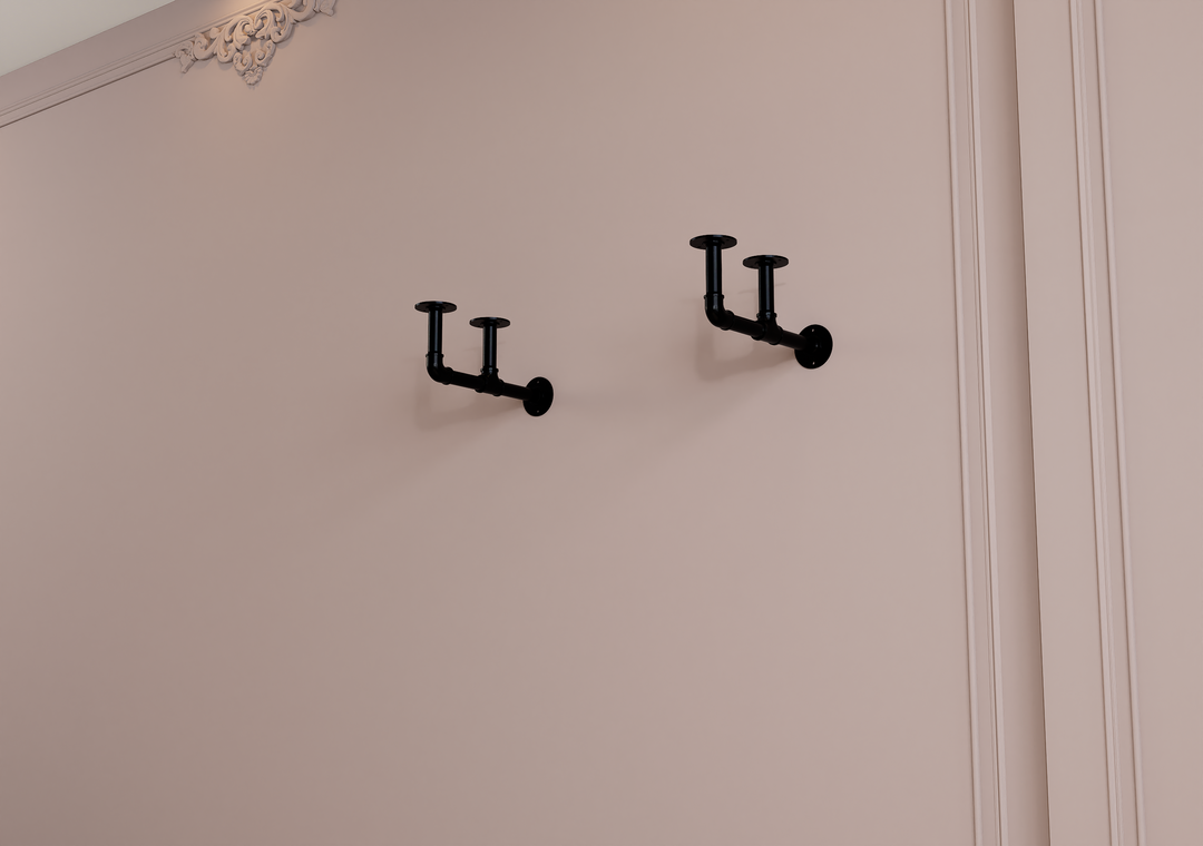 Rustic Wall Shelf Bracket with Hanging Rod (2259)