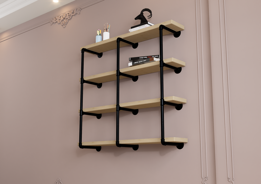 4-Tier Industrial Shelving Brackets Set of 3 (182)