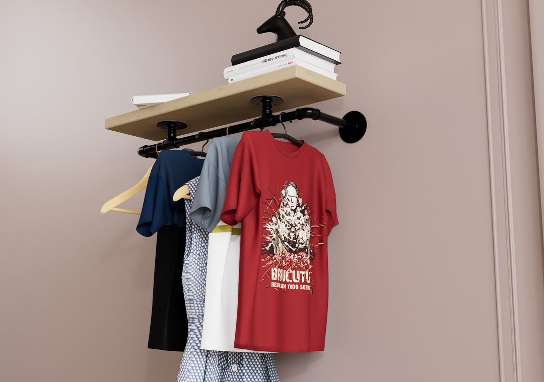 Compact Wall Mounted Clothes Rack with Shelf Bracket (1877)