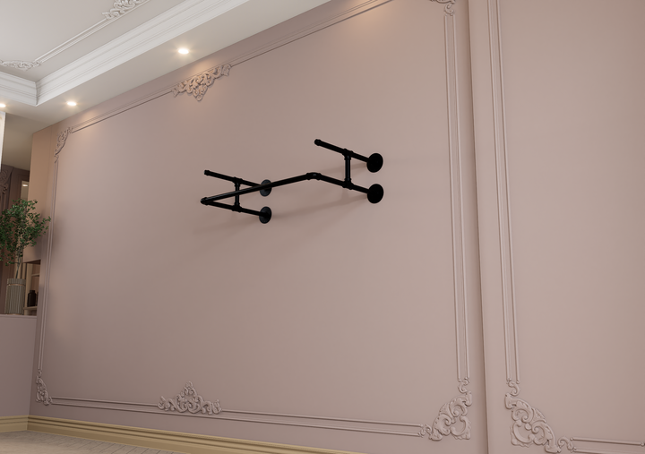 Compact Wall Shelf Bracket with Clothes Bar (3903)