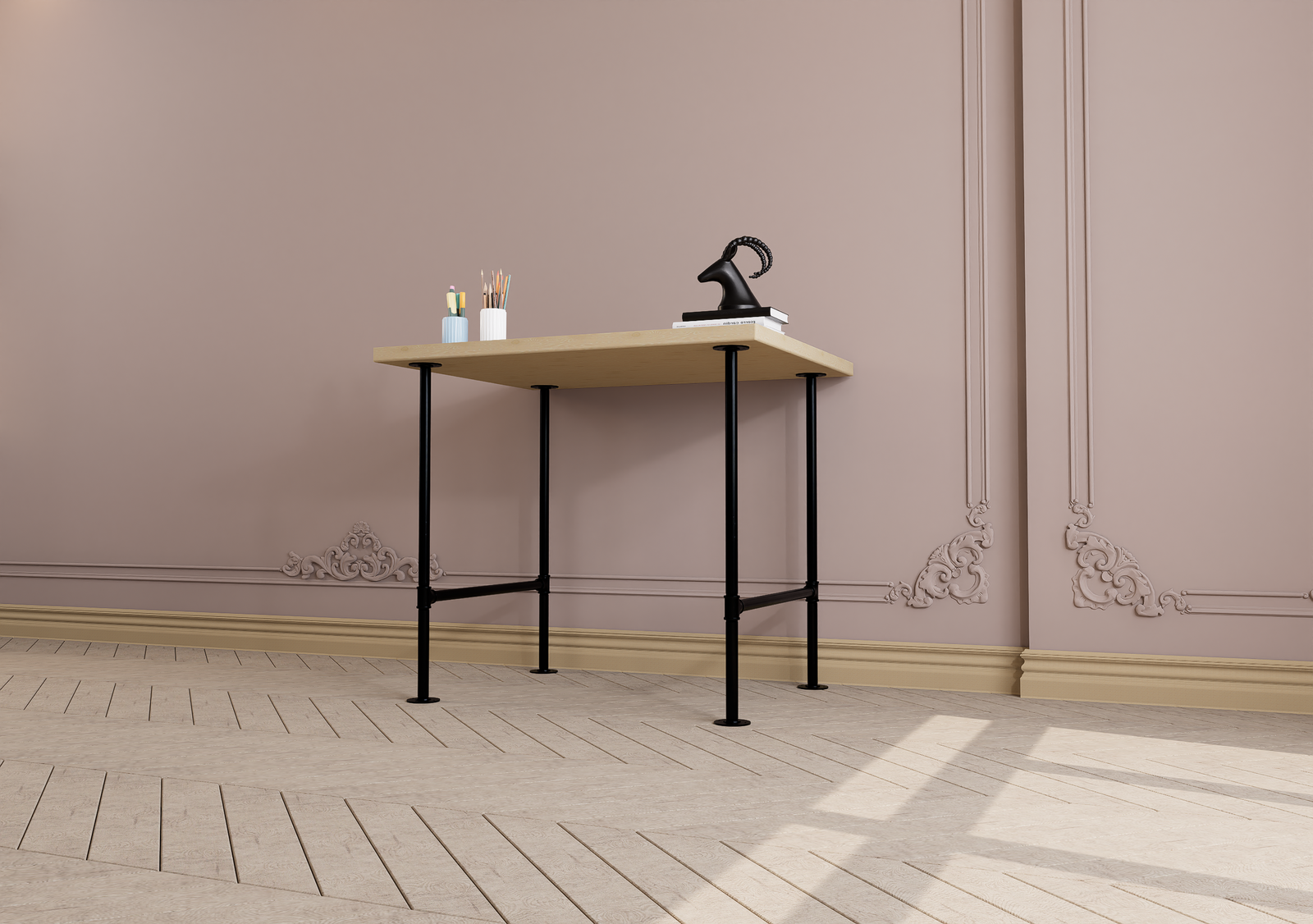 Minimalist Black Steel Table Legs Set of 2 (4894)