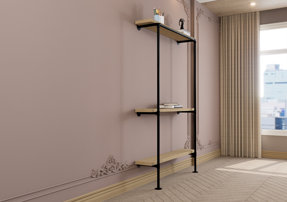 Wide Triple Tier Floor and Wall Mounted Rac