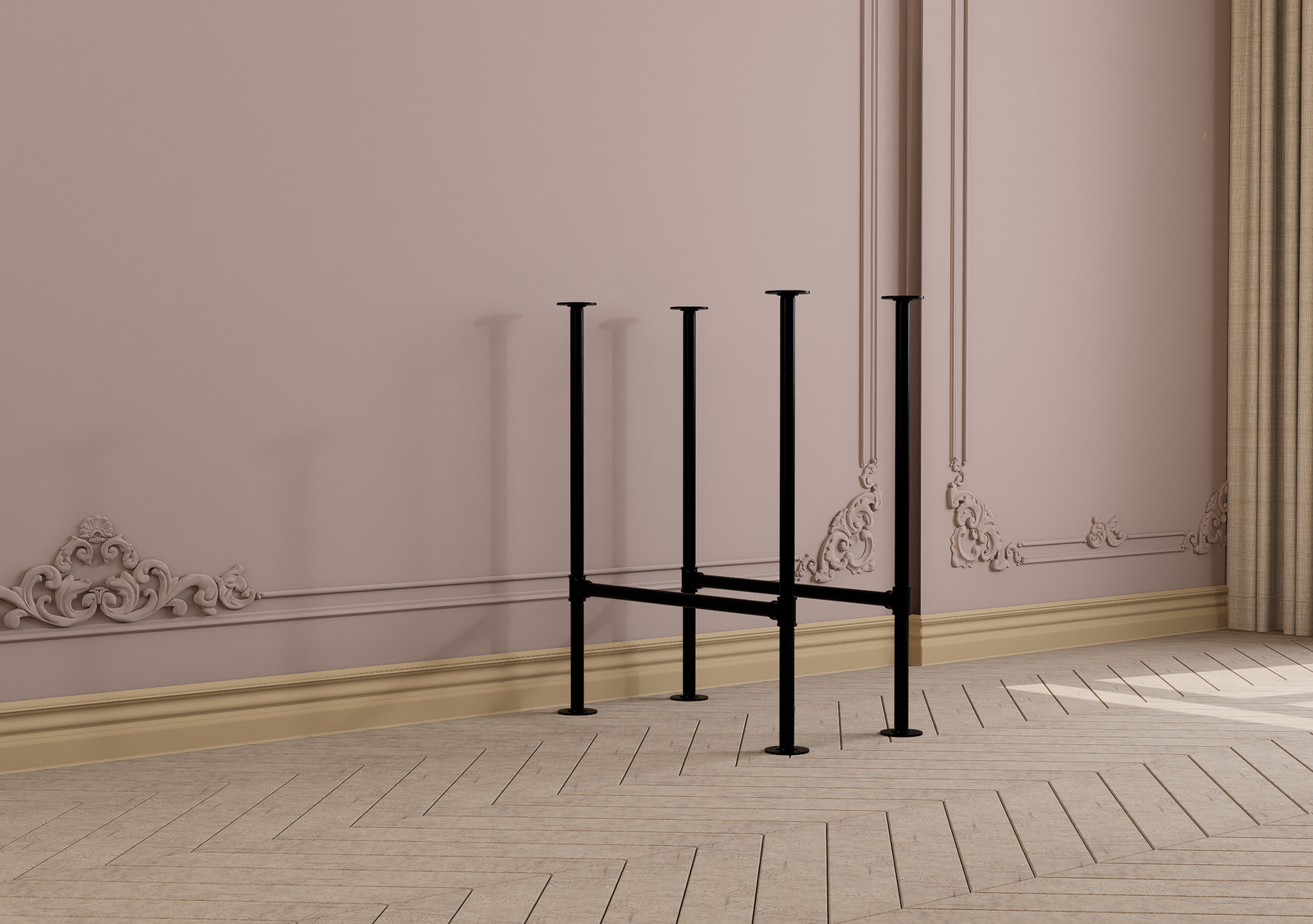 Minimalist Black Steel Table Legs Set of 2 (4894)