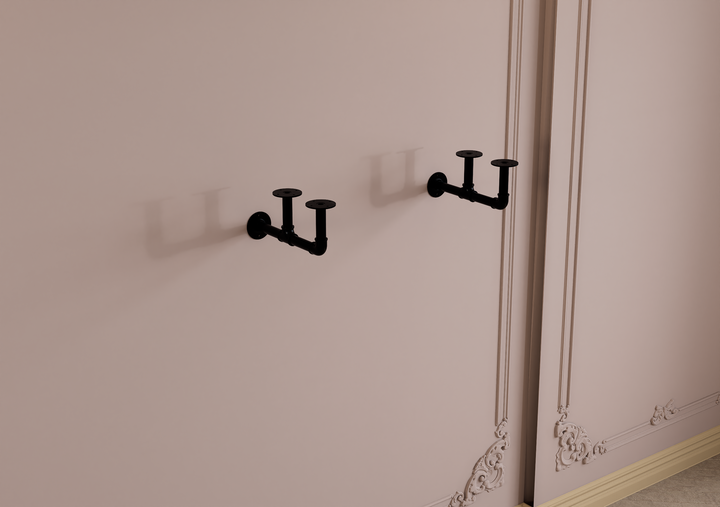 Rustic Wall Shelf Bracket with Hanging Rod (2259)