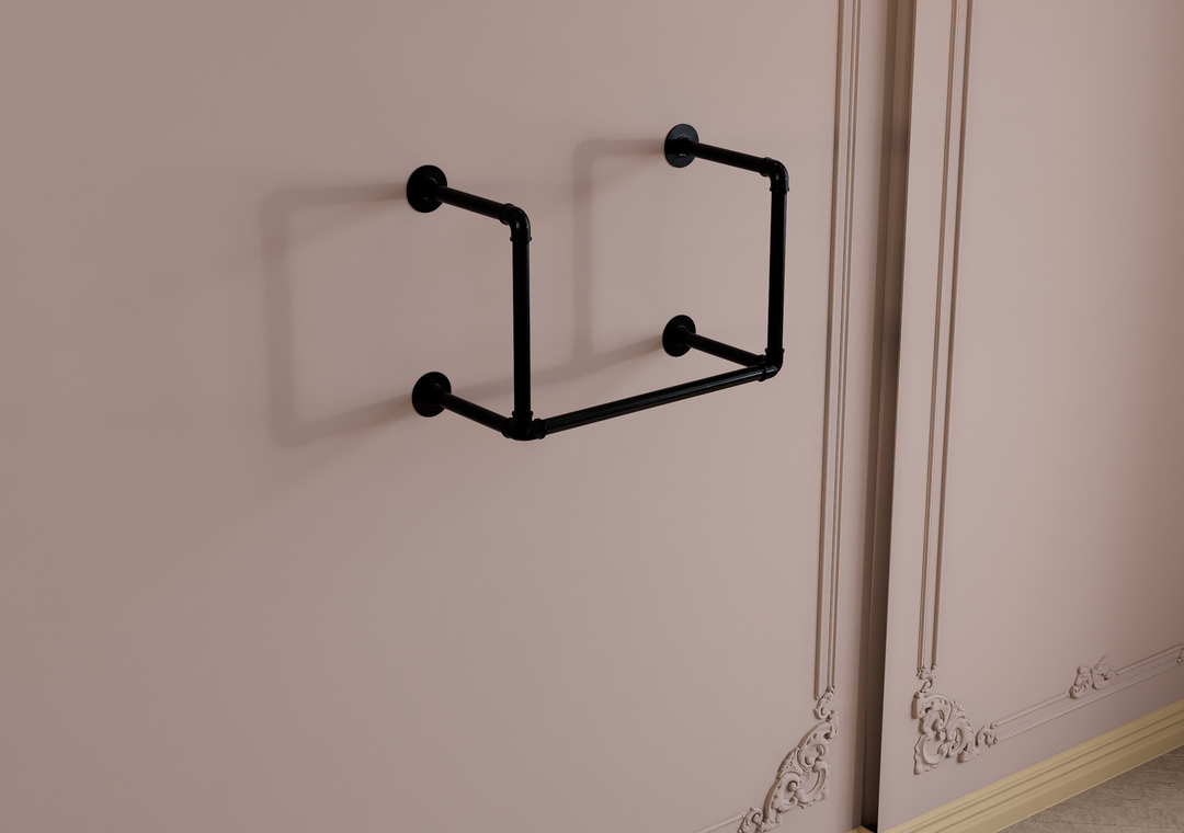 Compact Double Tier Shelf Bracket with Clothes Bar (3544)
