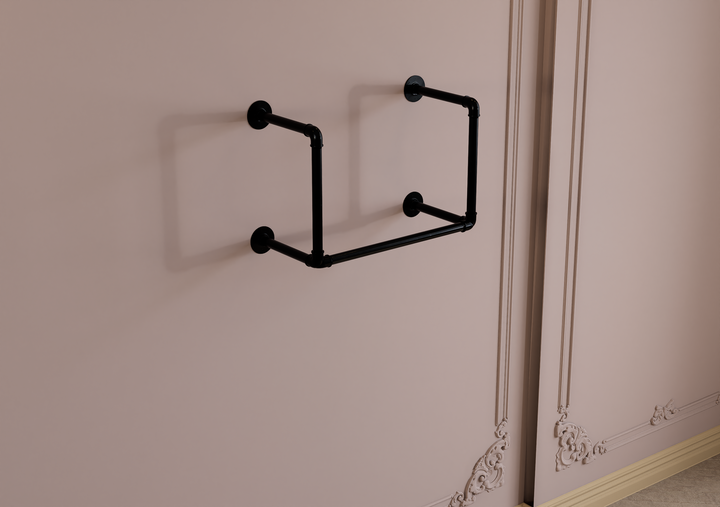 Compact Double Tier Shelf Bracket with Clothes Bar (3544)