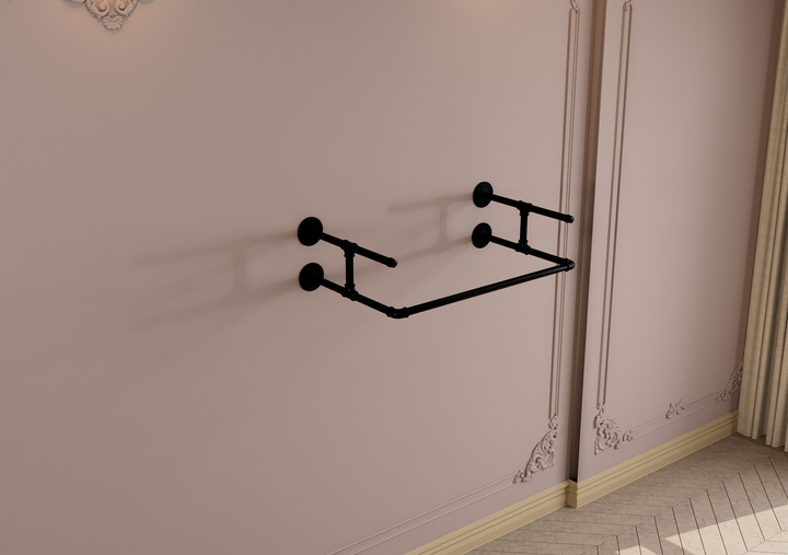 Compact Wall Shelf Bracket with Clothes Bar (3903)