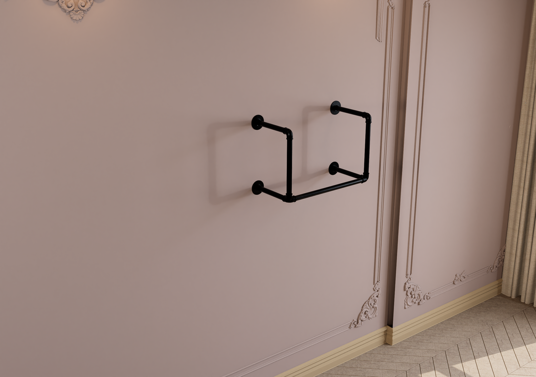 Compact Double Tier Shelf Bracket with Clothes Bar (3544)