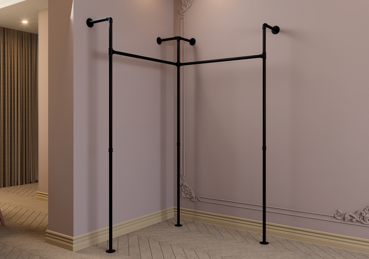 Corner Clothes Rack with Top Shelf Bracket (2413)