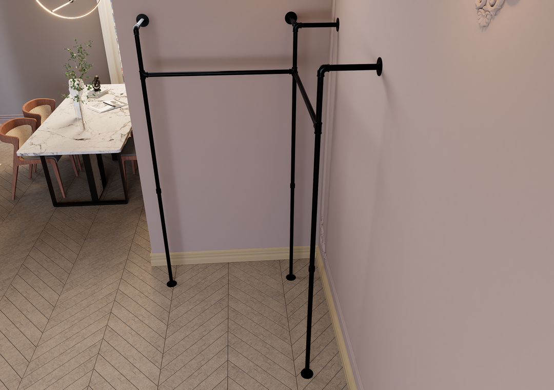 Corner Clothes Rack with Top Shelf Bracket (2413)