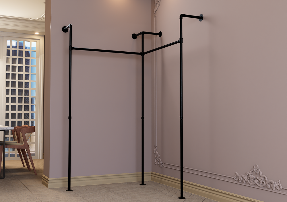 Corner Clothes Rack with Top Shelf Bracket (2413)