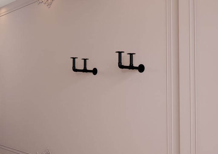 Rustic Wall Shelf Bracket with Hanging Rod (2259)