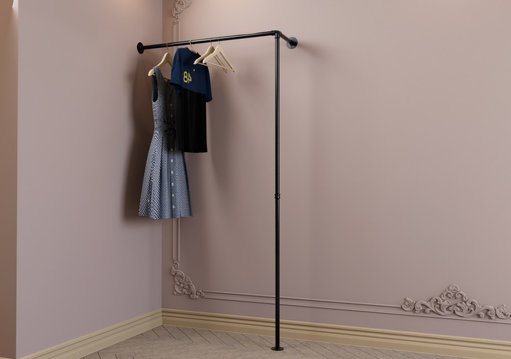 Industrial Pipe Corner Clothing Rack (D1)