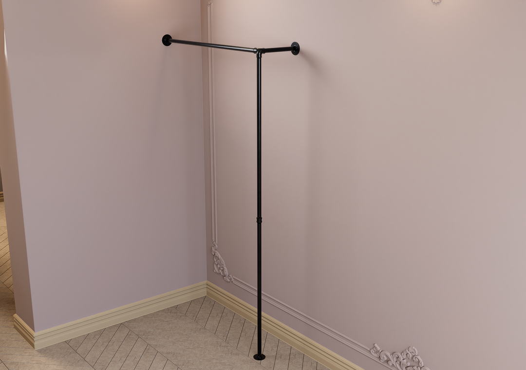 Industrial Pipe Corner Clothing Rack (D1)