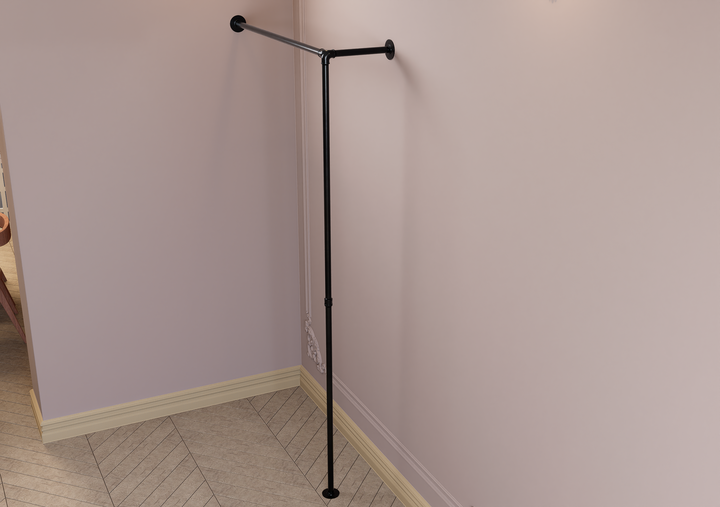 Industrial Pipe Corner Clothing Rack (D1)