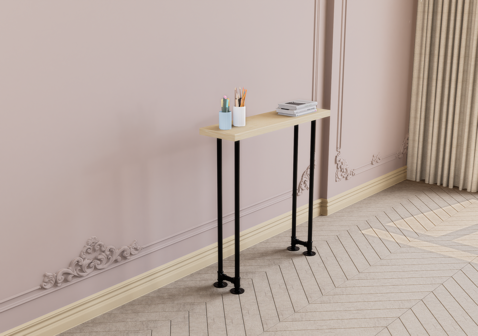 DIY Modern Black Iron Minimalist Base for Console (D120)