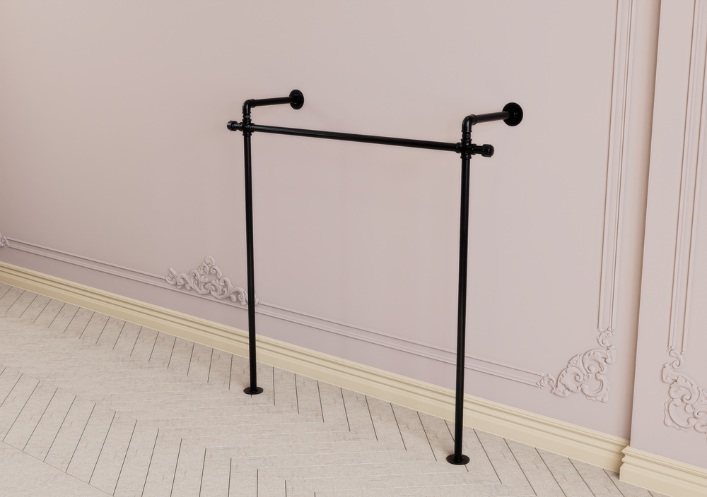 Industrial Wall & Floor Mounted Clothes Rack Minimalist Closet Organiser (D25)