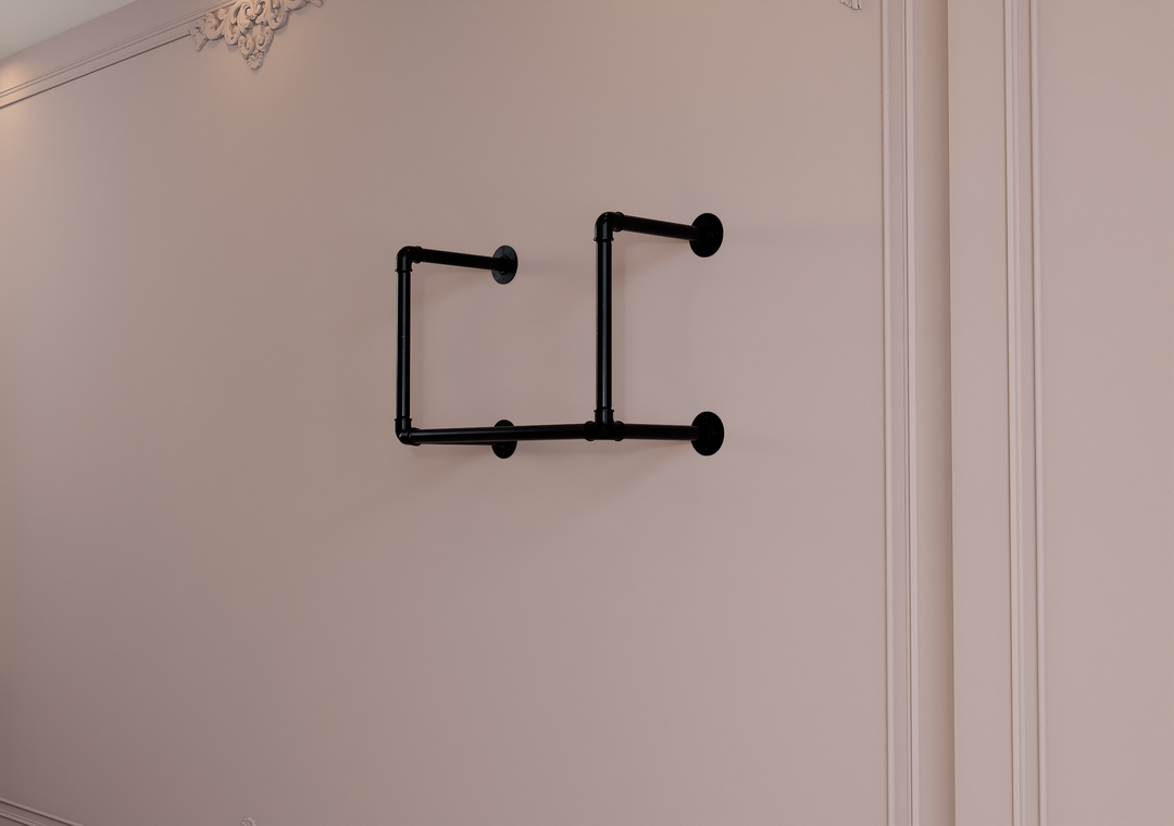 Compact Double Tier Shelf Bracket with Clothes Bar (3544)