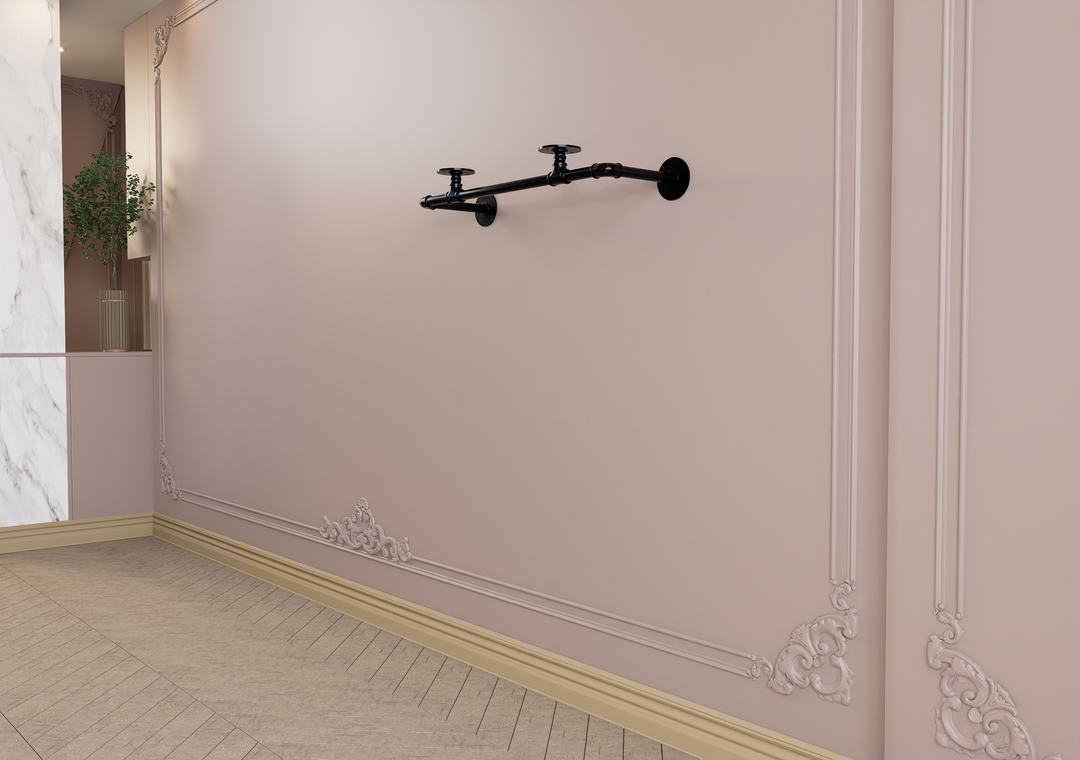 Compact Wall Mounted Clothes Rack with Shelf Bracket (1877)
