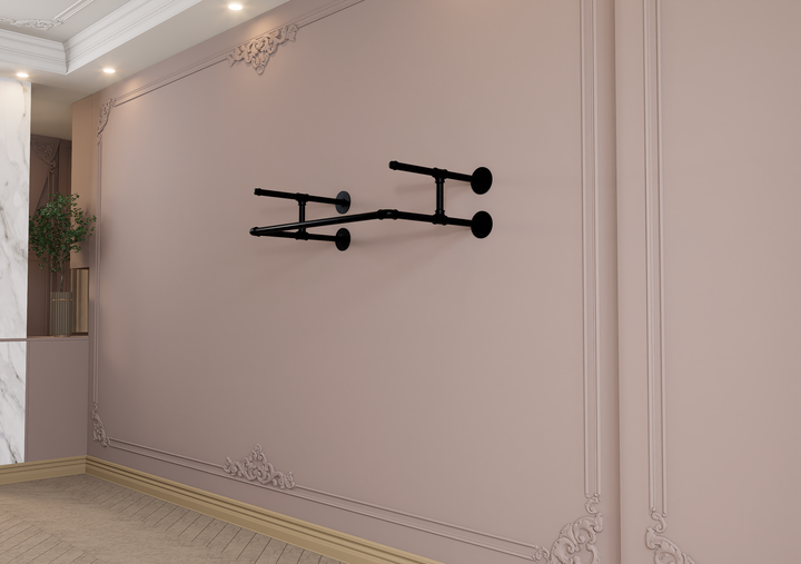 Compact Wall Shelf Bracket with Clothes Bar (3903)