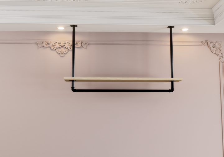 Ceiling Mounted Shelf Bracket with Clothes Rail (D112)
